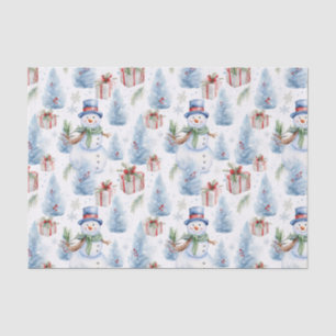 Papel De Seda Padrão de Natal de Aquarela