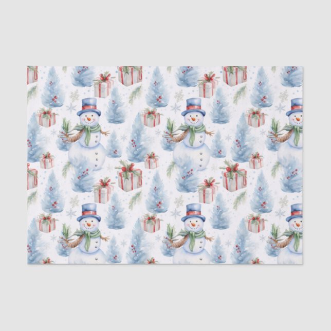 Papel De Seda Padrão de Natal de Aquarela (Frente )
