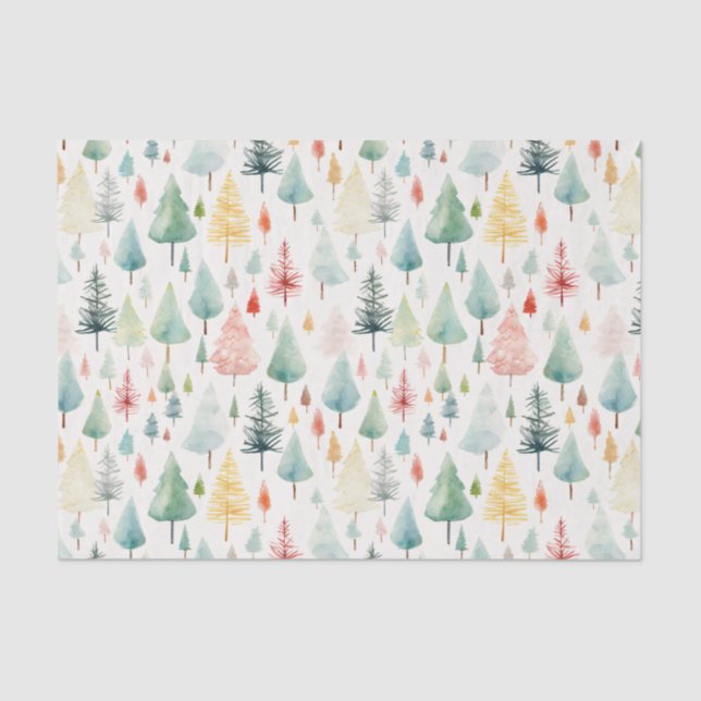 Papel De Seda Padrão de Natal de Aquarela (Frente )