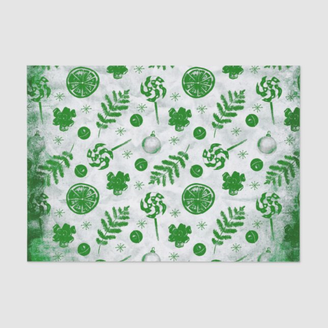 Papel De Seda Padrão de Natal de Aquarela (Frente )