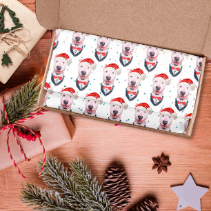 Papel De Seda Padrão de Natal de Cachorro Bull Terrier Fofo