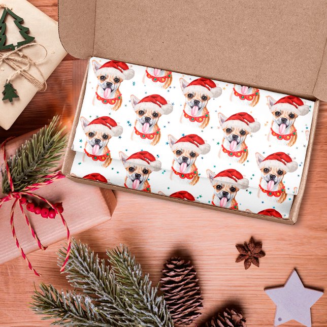 Papel De Seda Padrão de Natal de Cachorro Chihuahua Fofo (Criador carregado)
