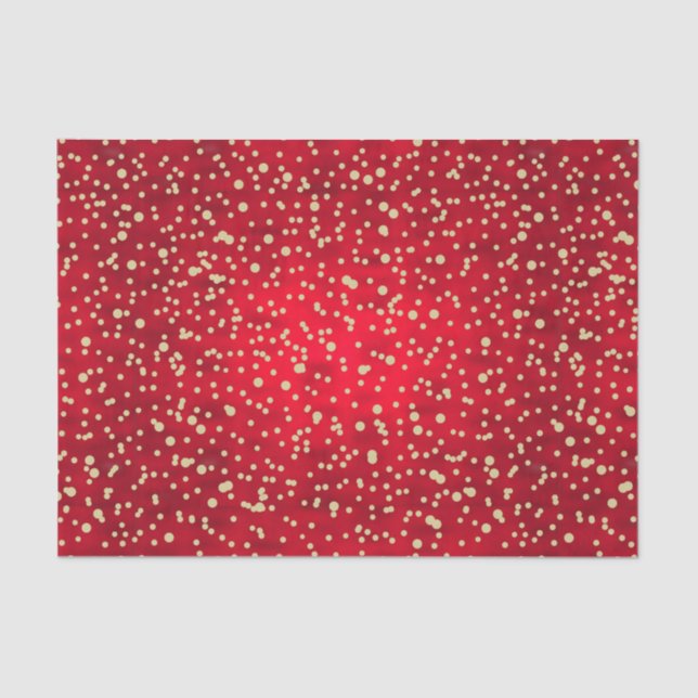 Papel De Seda Padrão de Natal de Confetti Vermelho e Dourado (Frente )