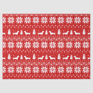 Papel De Seda Padrão de Natal de Dachshund Silhouettes Wirehaire