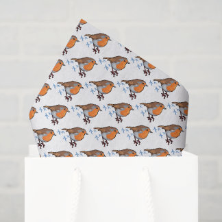 Papel De Seda Padrão de Natal de Pegadas de Robin Fofas