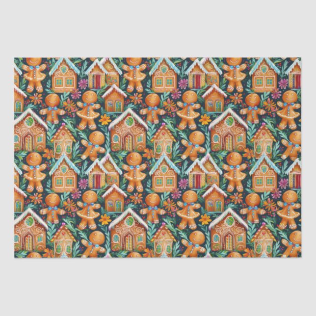 Papel De Seda Padrão de Natal do pão-de-açúcar (Frente )