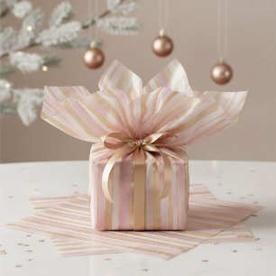 Papel De Seda Padrão de Natal em Ouro Rosa#27 ID1009