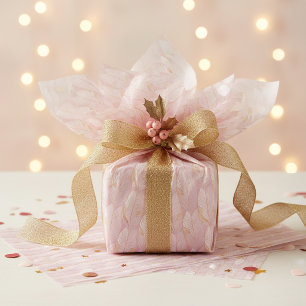 Papel De Seda Padrão de Natal em Ouro Rosa #29 ID1009
