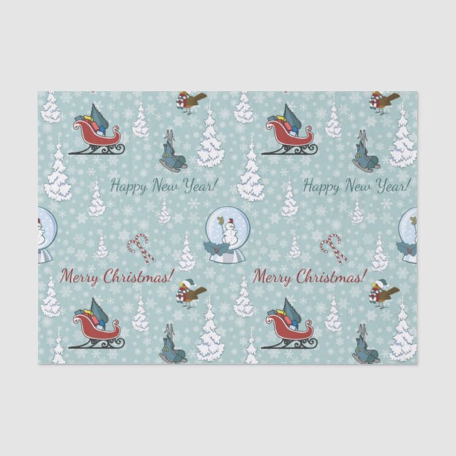 Papel De Seda Padrão de natal feliz (Frente )