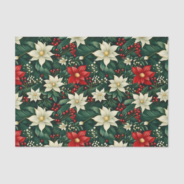 Papel De Seda Padrão de Natal Floral (Frente )