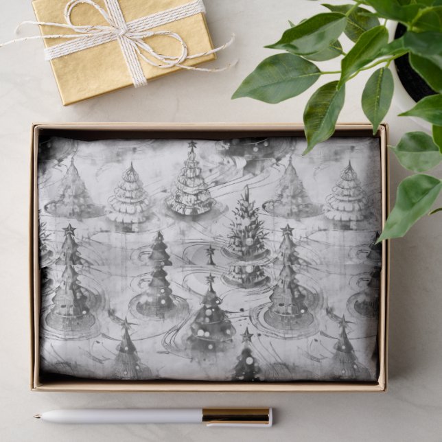 Papel De Seda Padrão de Natal Negro #3 ID1009 (Presente)