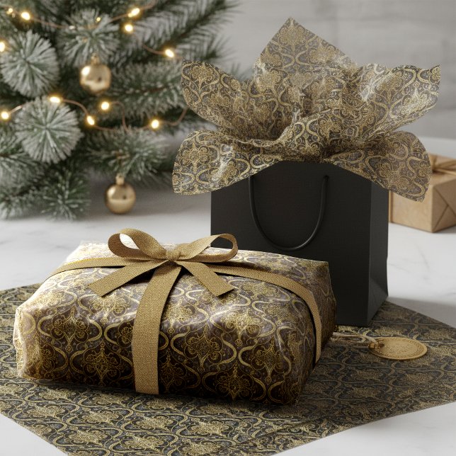 Papel De Seda Padrão de Natal Ouro Preto#30 ID1009 (Criador carregado)
