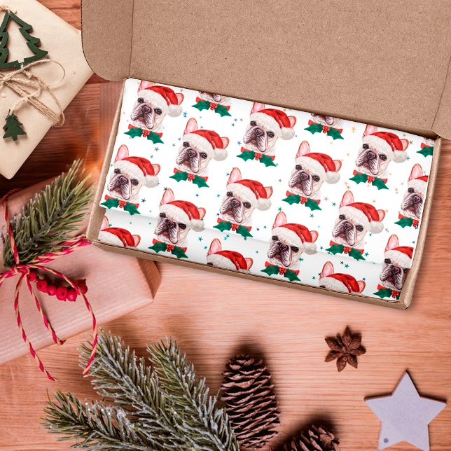 Papel De Seda Padrão de Natal para Cachorro-Grande Francês (Criador carregado)