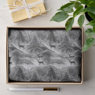 Papel De Seda Padrão de Natal Preto e Branco #13 ID1009