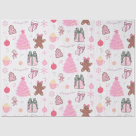 Papel De Seda Padrão de Natal Rosa