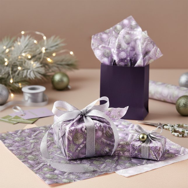 Papel De Seda Padrão de Natal Roxo Verde #12 ID1009 (Criador carregado)