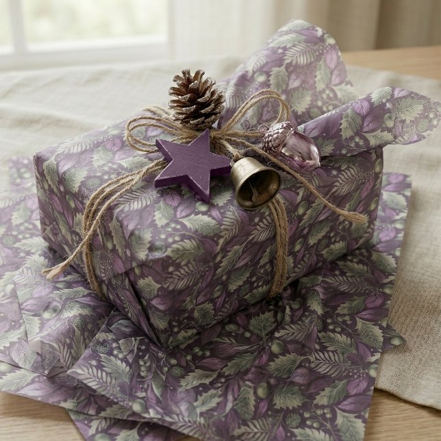 Papel De Seda Padrão de Natal Roxo Verde #22 ID1009 (Criador carregado)