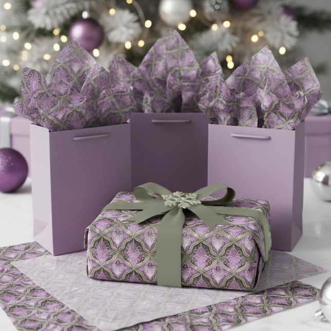 Papel De Seda Padrão de Natal Roxo Verde#31 ID1009 (Criador carregado)