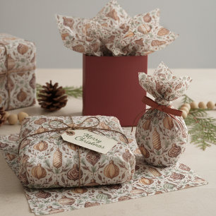 Papel De Seda Padrão de Natal Tons da Terra #12 ID1009