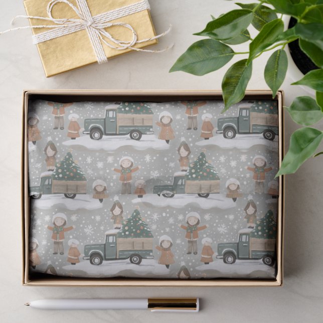 Papel De Seda Padrão de Natal Tons da Terra #2 ID1009 (Presente)
