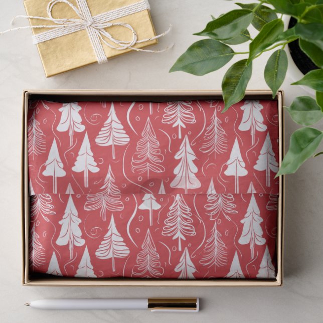 Papel De Seda Padrão de Natal Vermelho#6 ID1009 (Presente)