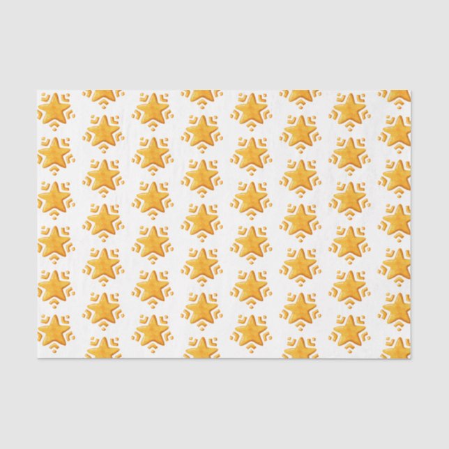 Papel De Seda Padrão de Neve de Natal Dourado (Frente )