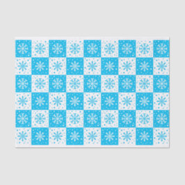 Papel De Seda Padrão de Neve e Neve (Azul)