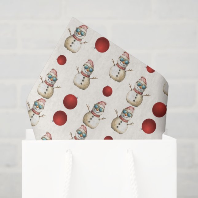 Papel De Seda Padrão de Neve e Ornaments (Sacola de presentes)