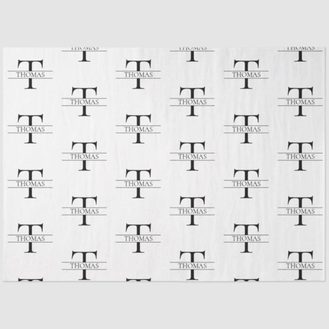 Papel De Seda Padrão de Nome Personalizado do Monograma Personal (Frente )