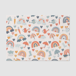 Papel De Seda Padrão de nuvens de arco-íris Primavera azul-esver
