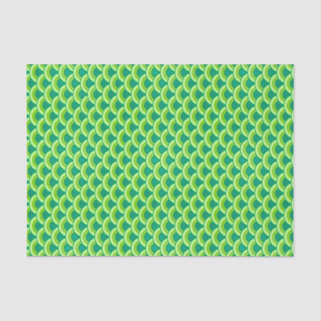 Papel De Seda Padrão de onda Art Deco - jade verde (Frente )