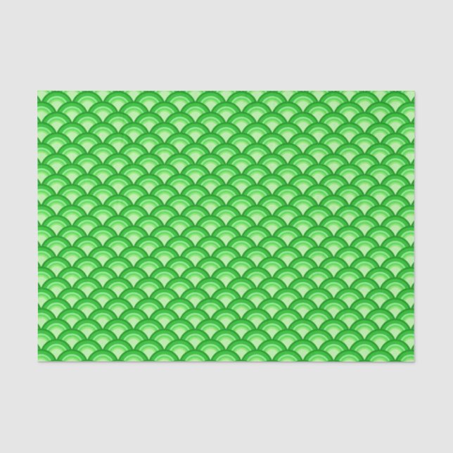 Papel De Seda Padrão de onda Art Deco - jade verde (Frente )