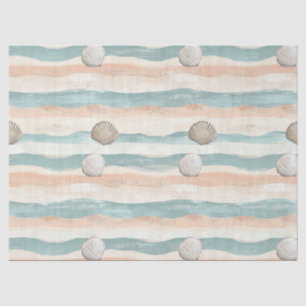 Papel De Seda Padrão de Onda de Concha Marinha Boho Costeira (5)