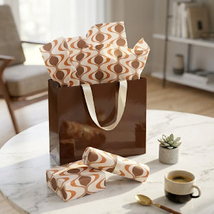 Papel De Seda Padrão de Onda Ogee Laranja Queimada Marrom Bege M