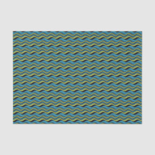 Papel De Seda Padrão de Ondas do Mar das Cinzas Verdes Azuis