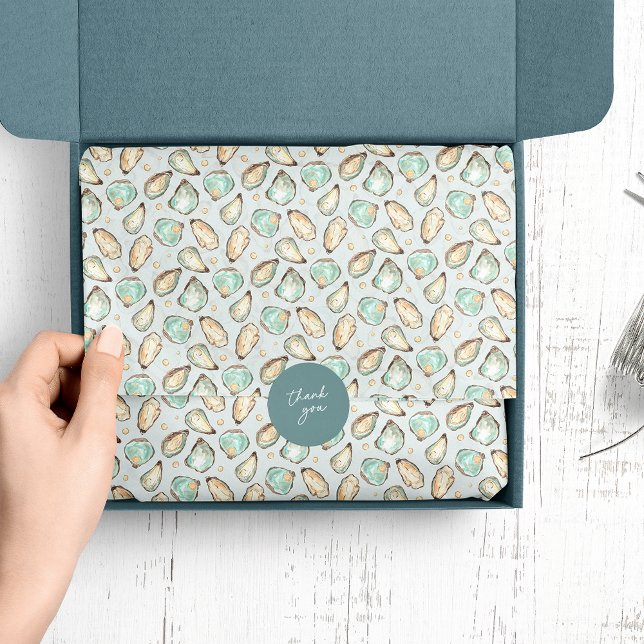 Papel De Seda Padrão de Ostra e Pérolas de Aquarela Costeira (Criador carregado)