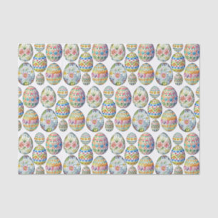Papel De Seda Padrão de Ovos Imaginosos de Páscoa Colorida