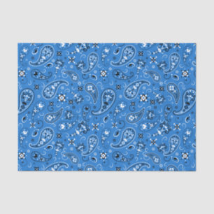 Papel De Seda Padrão de Paisley Bandana Azul Retroativo