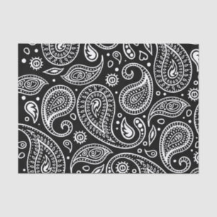 Papel De Seda Padrão de Paisley Clássico Preto e Branco Personal