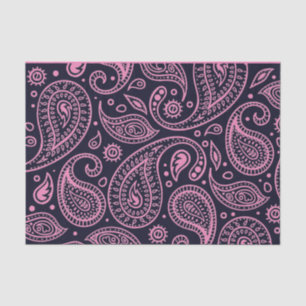 Papel De Seda Padrão de Paisley Clássico Preto e Rosa Personal