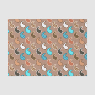 Papel De Seda Padrão de Paisley Moderno, Taupe, Turquesa e Ferr