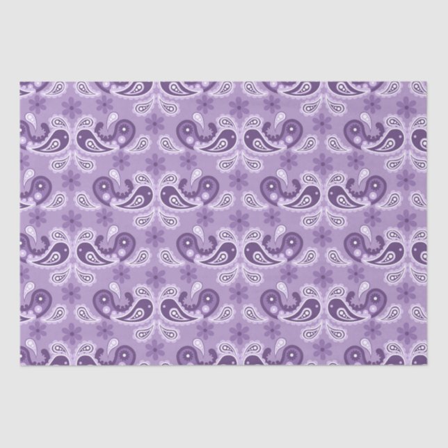 Papel De Seda Padrão de Paisley roxo e branco do chique (Frente )