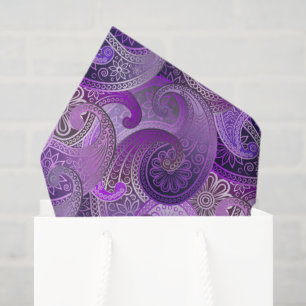 Papel De Seda Padrão de Paisley Roxo Exótico