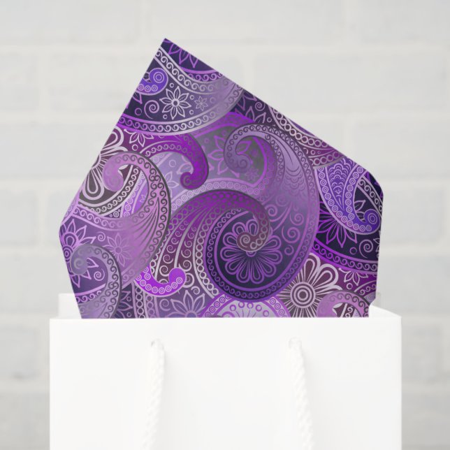 Papel De Seda Padrão de Paisley Roxo Exótico (Sacola de presentes)