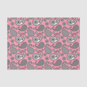 Papel De Seda Padrão de Paisley, tons de cinza a rosa