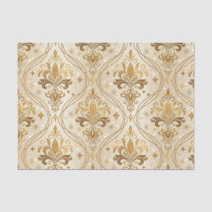Papel De Seda Padrão de Palácio Real Damasco Brilhante em Ouro L