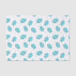 Papel De Seda Padrão de palmeiras tropicais azul-esverdeado