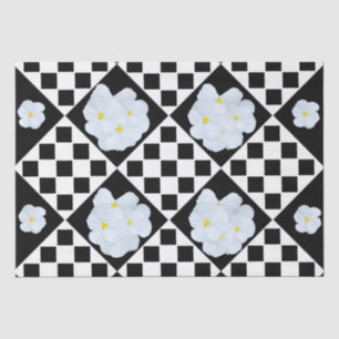 Papel De Seda Padrão de Pansy Verificado em Preto e Branco