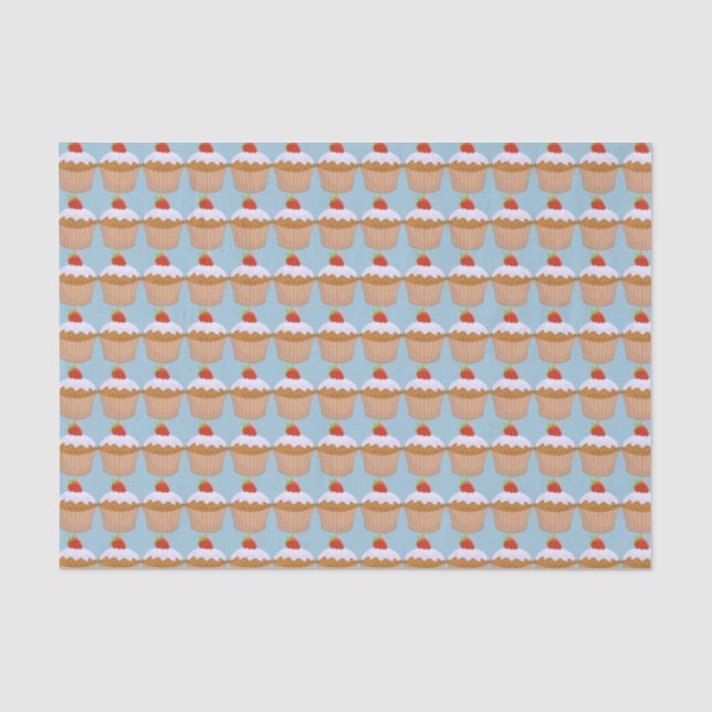 Papel De Seda Padrão de Pãozinho de Morango Fofo (Frente )