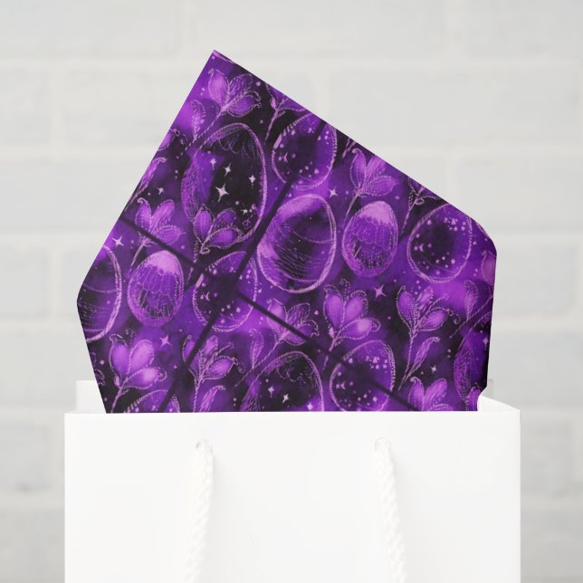 Papel De Seda Padrão de Páscoa Gótico Roxo (Sacola de presentes)